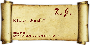 Klasz Jenő névjegykártya